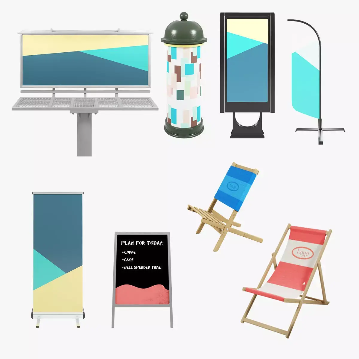 Out-of-home advertising pack 3D model
