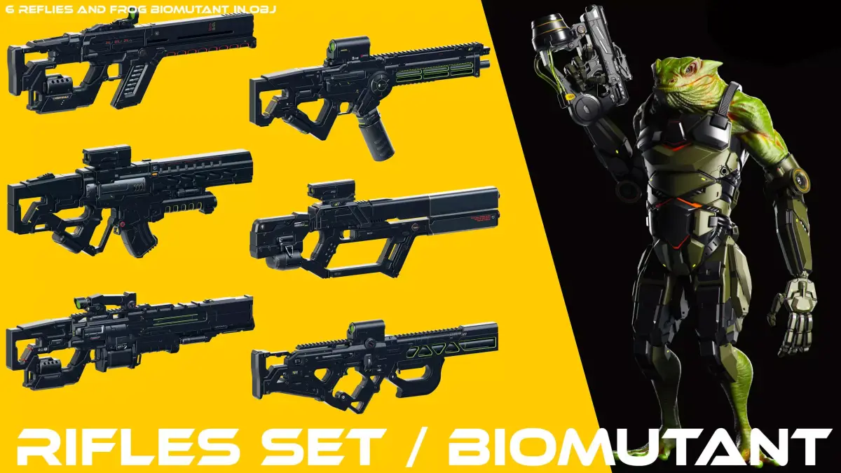 Sci-Fi Rifles Set Kitbash and Biomutant 3D model
