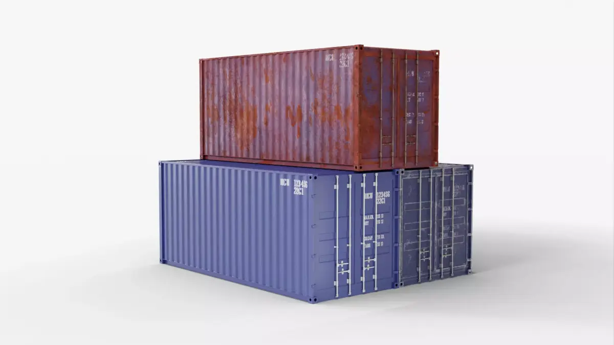 20Ft Cargo Containers - Blue 3D Model Pack purchase