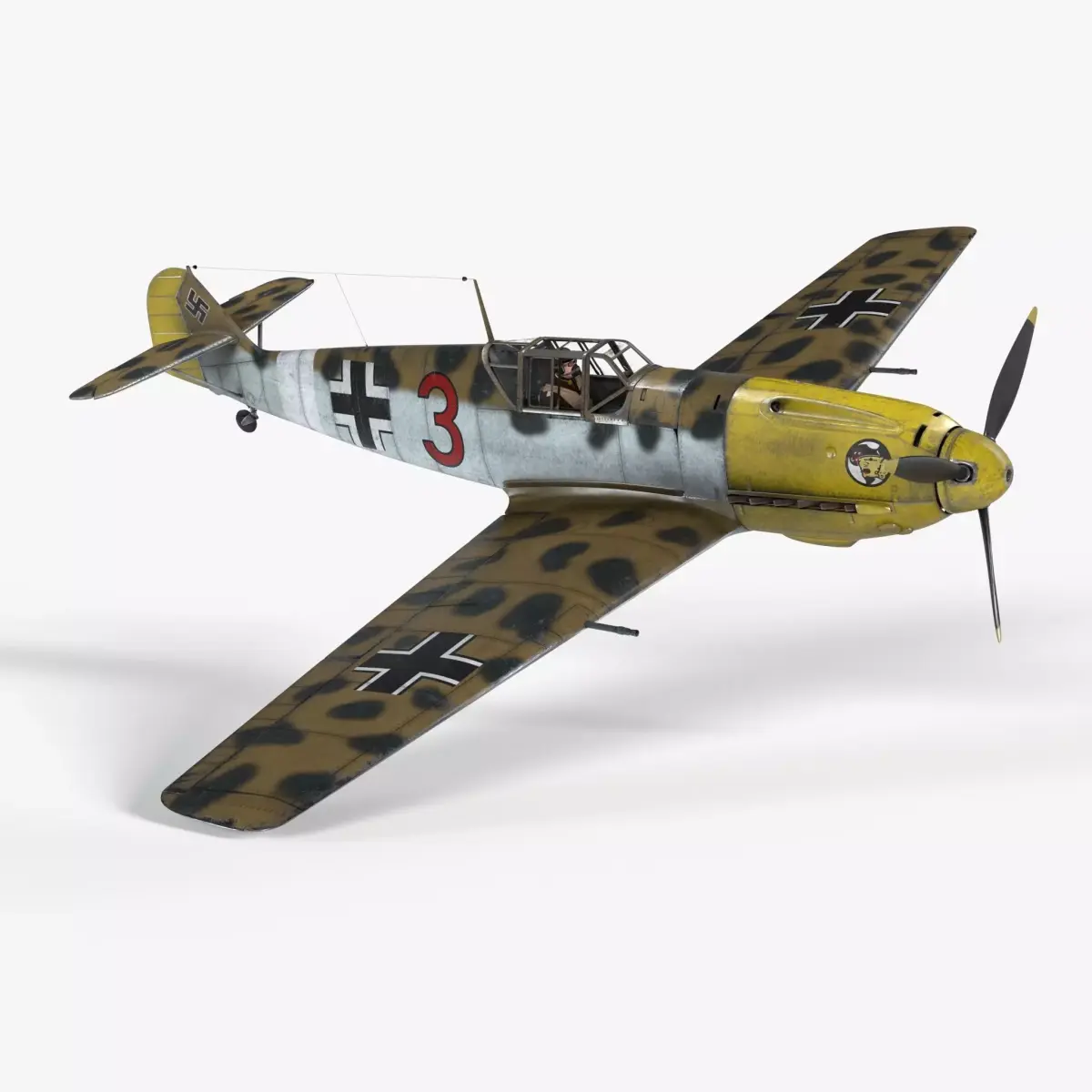 Messerschmitt BF109 German Fighter Airplane North Africa V2 3D model