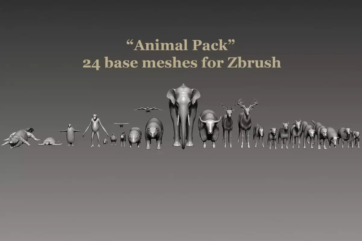 Big Animal Pack for Zbrush 3D model