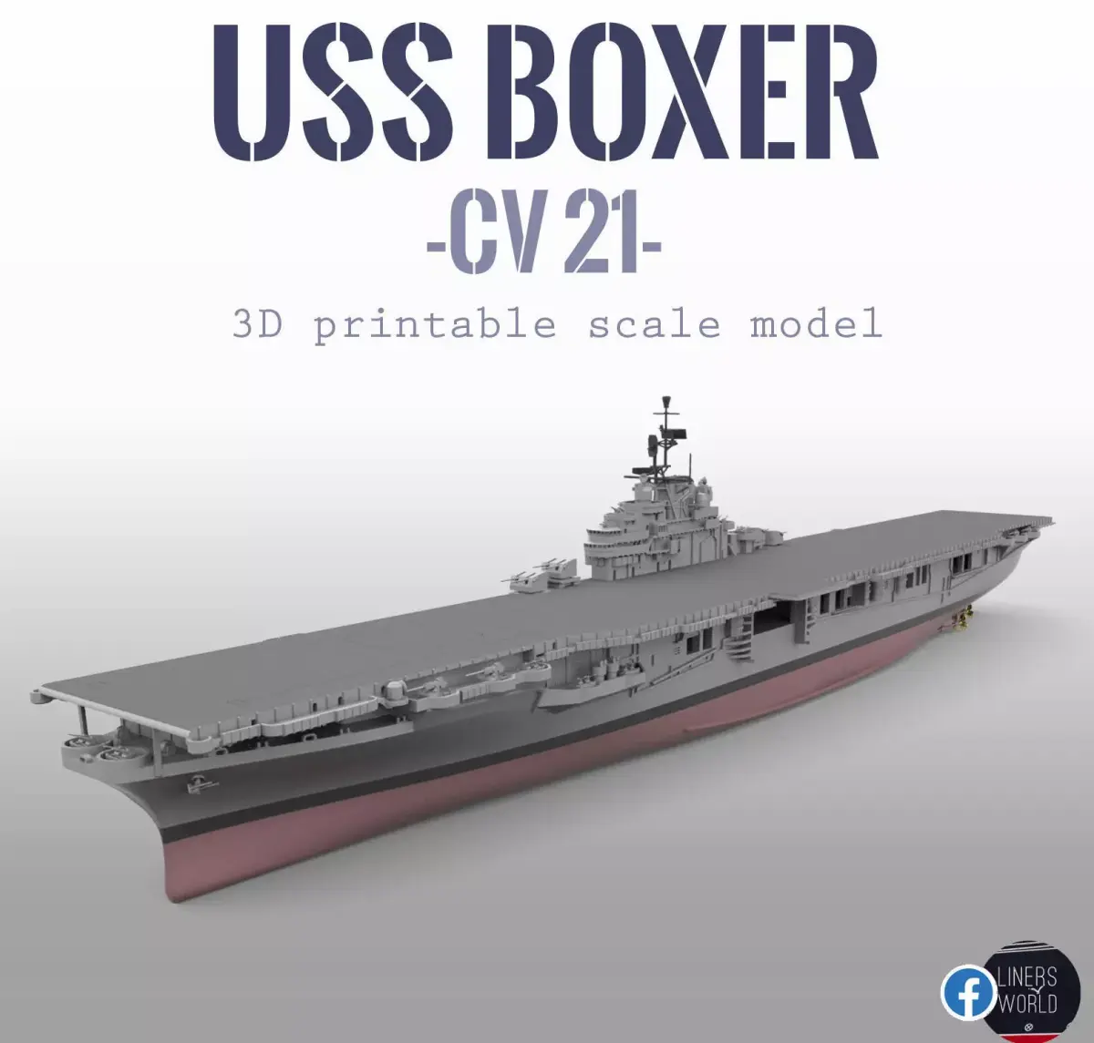 USS BOXER CV21 Essex class aircraft carrier print ready model  3D print model
