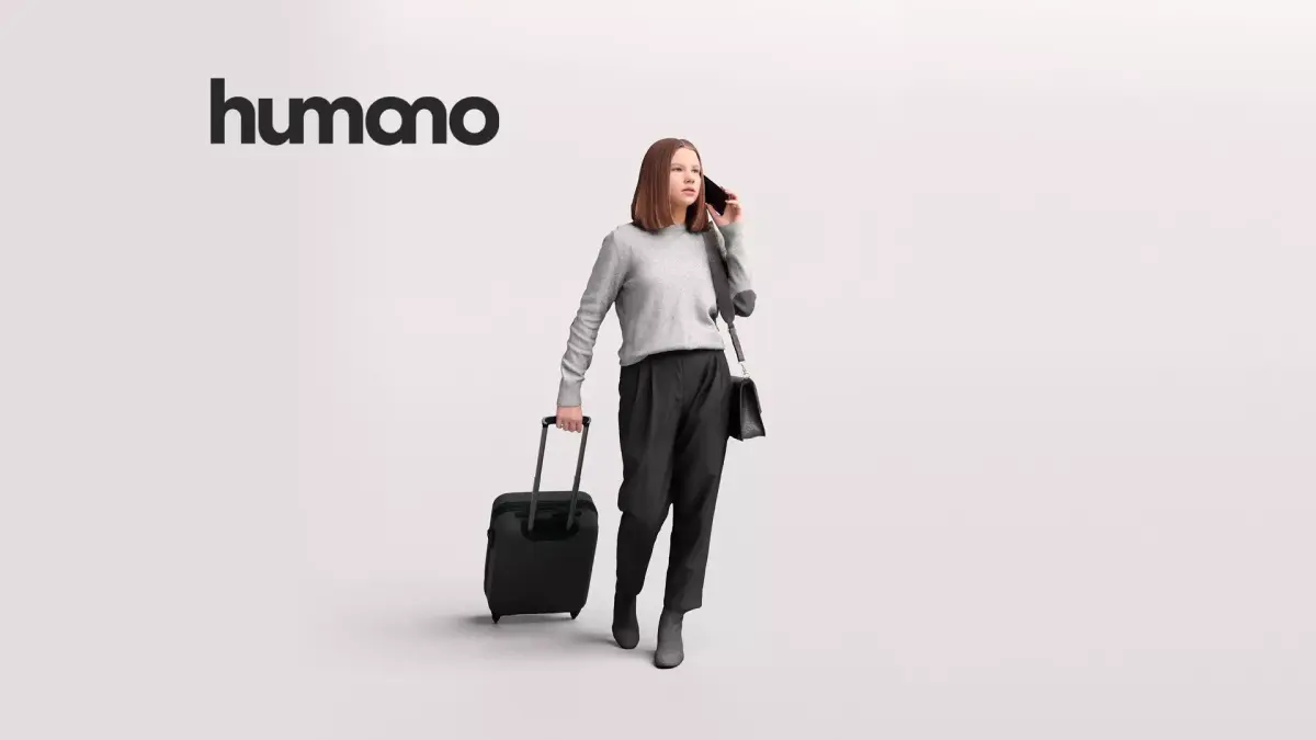  Humano Traveling Woman with suitcase 2206-5 3D model