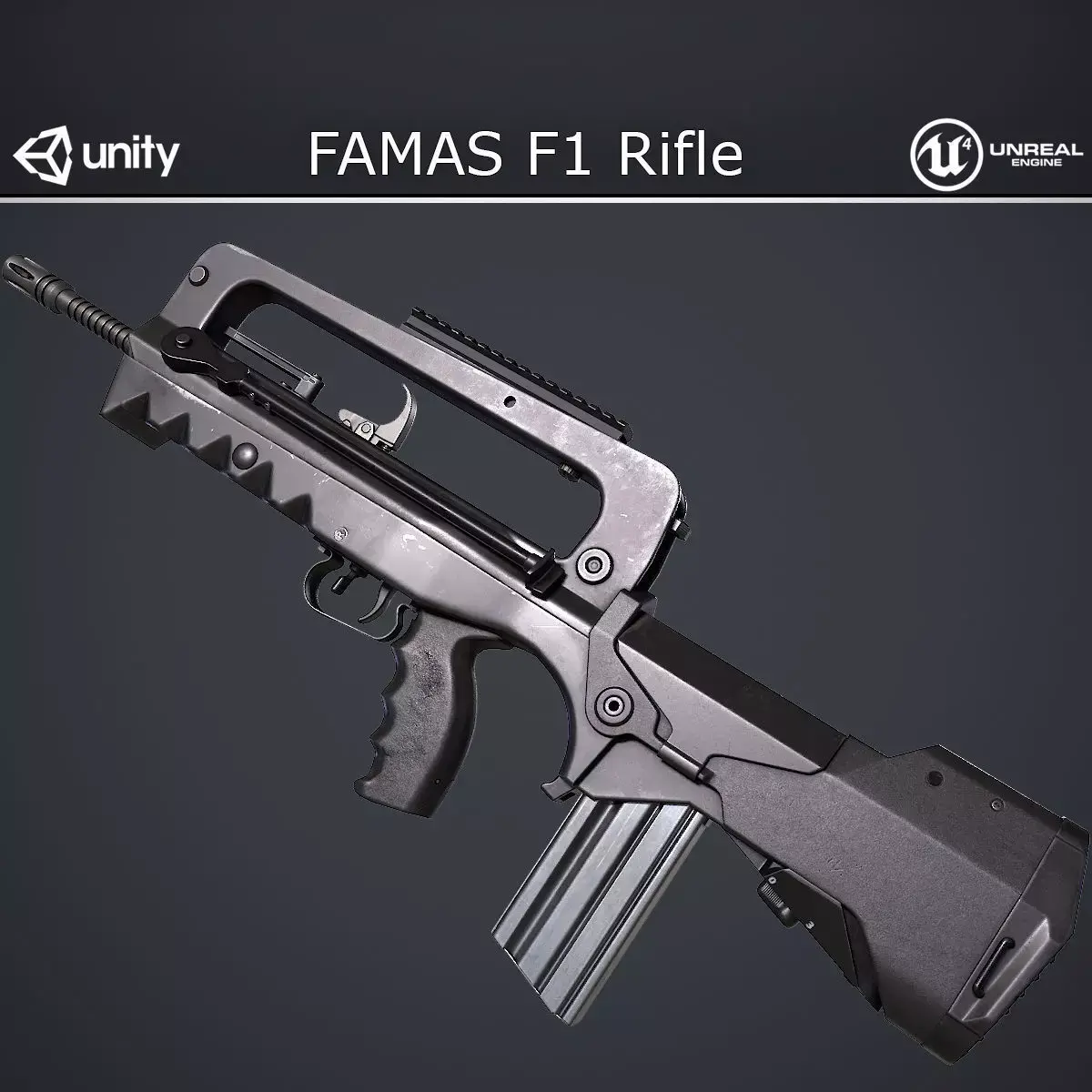 FAMAS F1 Rifle Low-poly 3D model