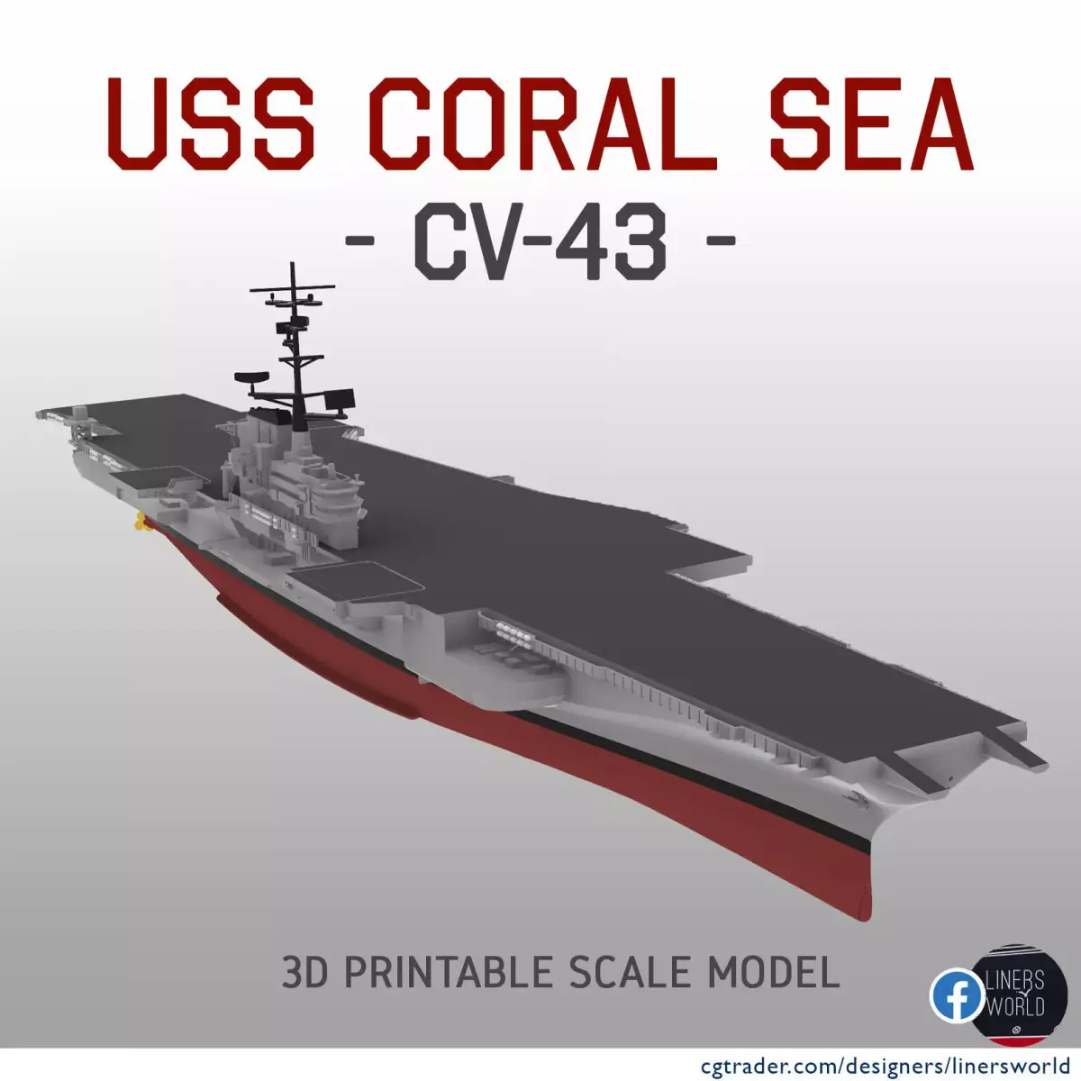 USS CORAL SEA CV43 aircraft carrier print ready model 3D print model