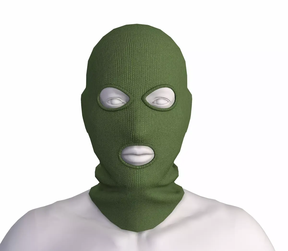 Balaclava mask khaki game ready Low-poly 3D model
