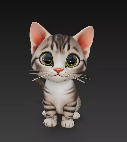 Cat Kitten Realistic 3D Model Basic - Low Poly Realistic Low-poly 3D model 2
