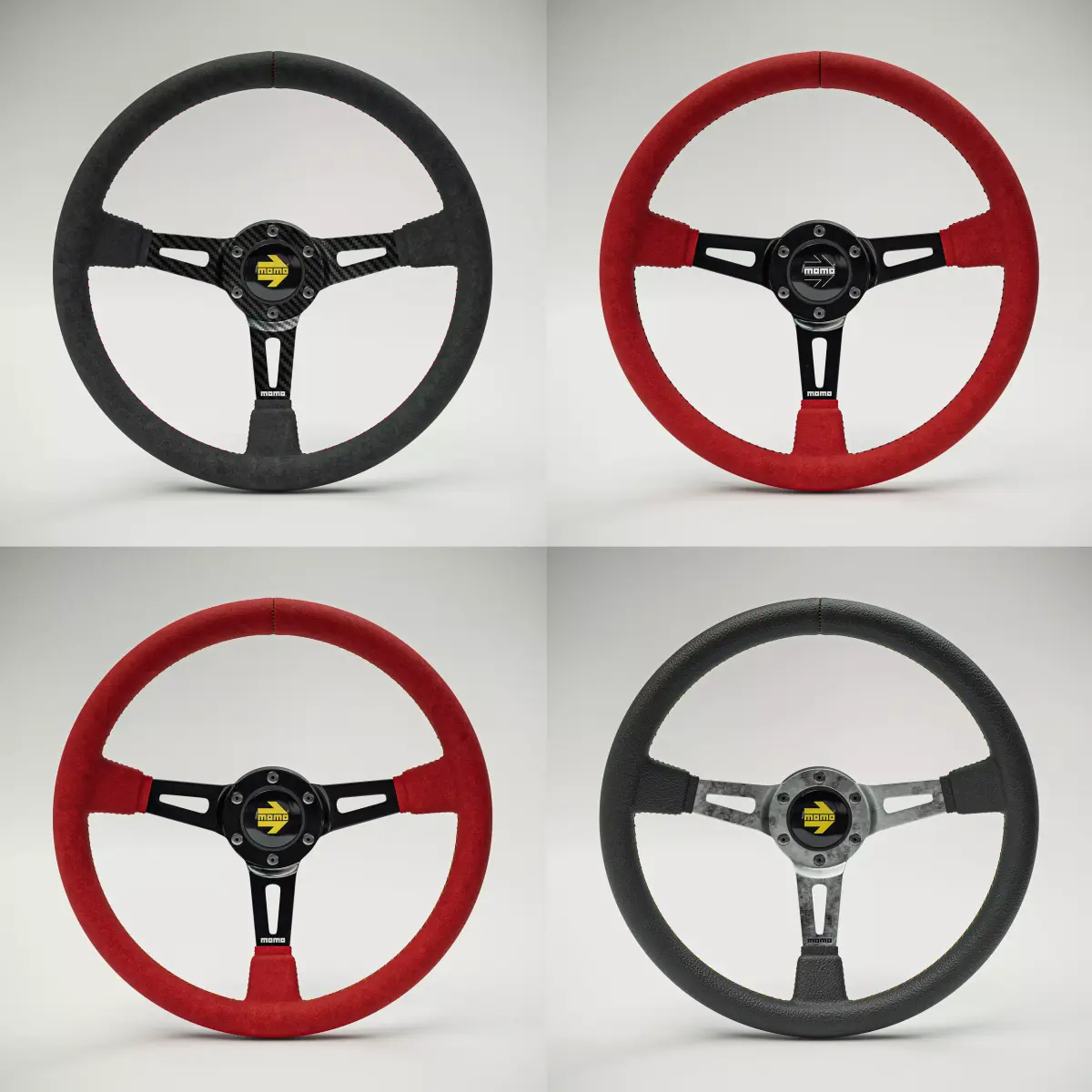 MOMO Style Racing Steering Wheel in 4 colour variants 3D model