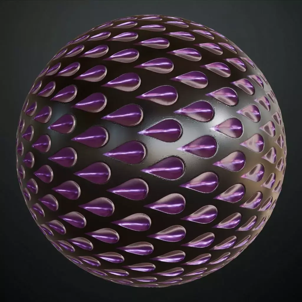 Purple Teardrop Studded Metal Plate PBR Seamless Texture