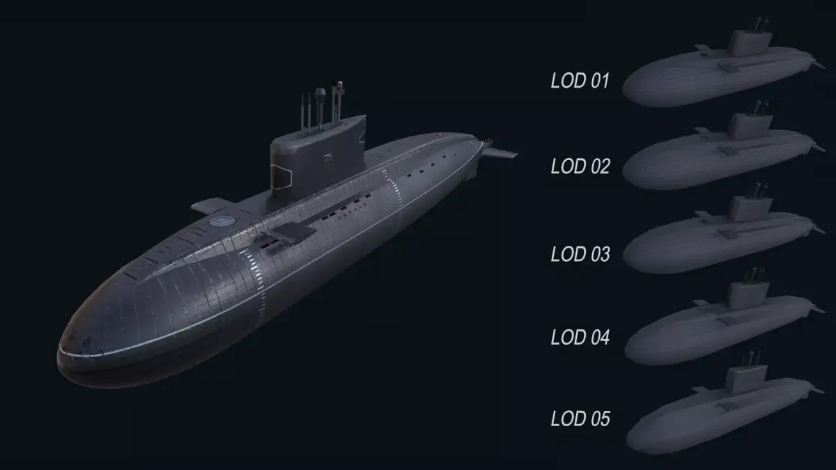 Asset - Army - Submarine - Kilo Class Low-poly 3D model