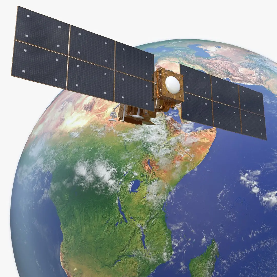 Space Satellite with Planet Earth 3D model