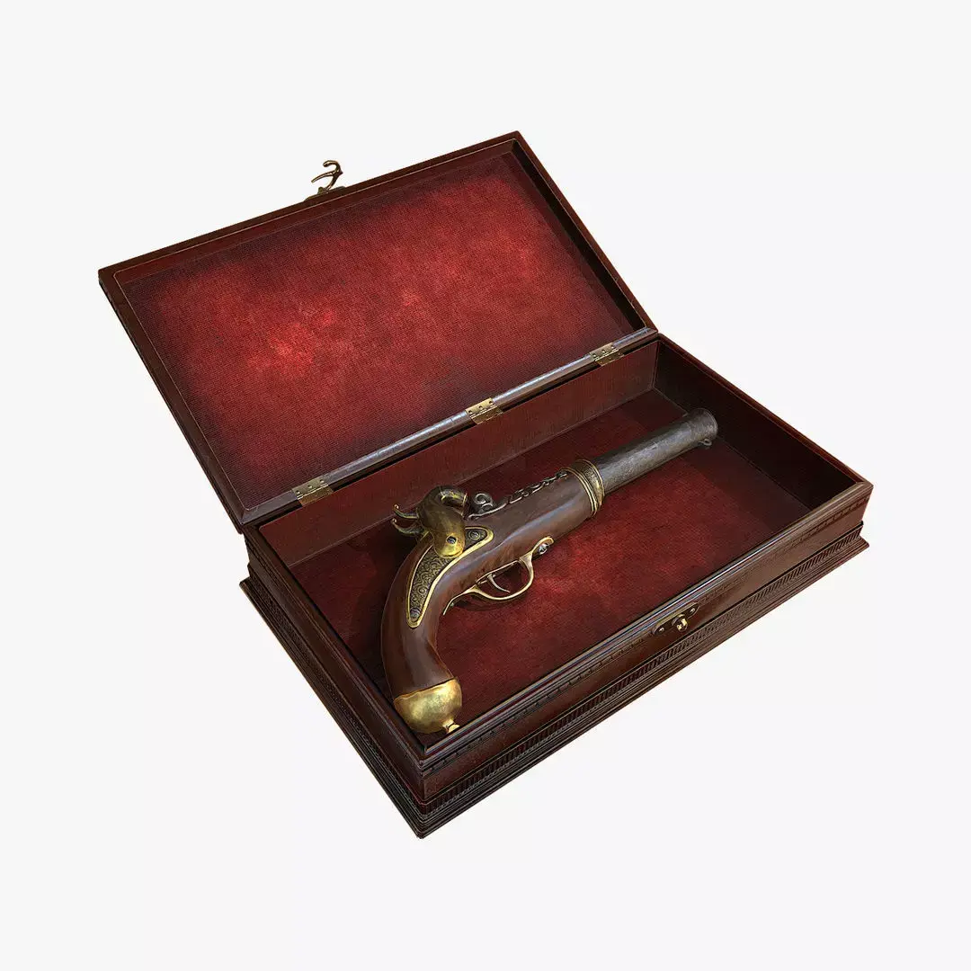 Antique Pistol Low-poly 3D model