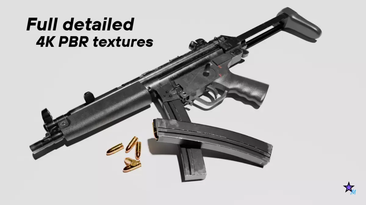MP5 Full detailed 4K textures 3D model