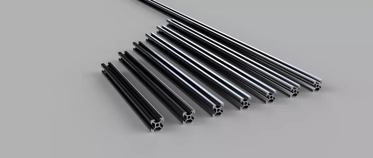 V-Slot 2020 Aluminum Profile Professional Pack 7 Lengths STEP 3D model