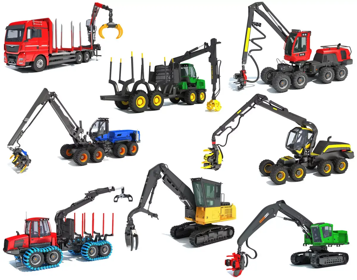 Forestry Machinery Set 3D Model Pack