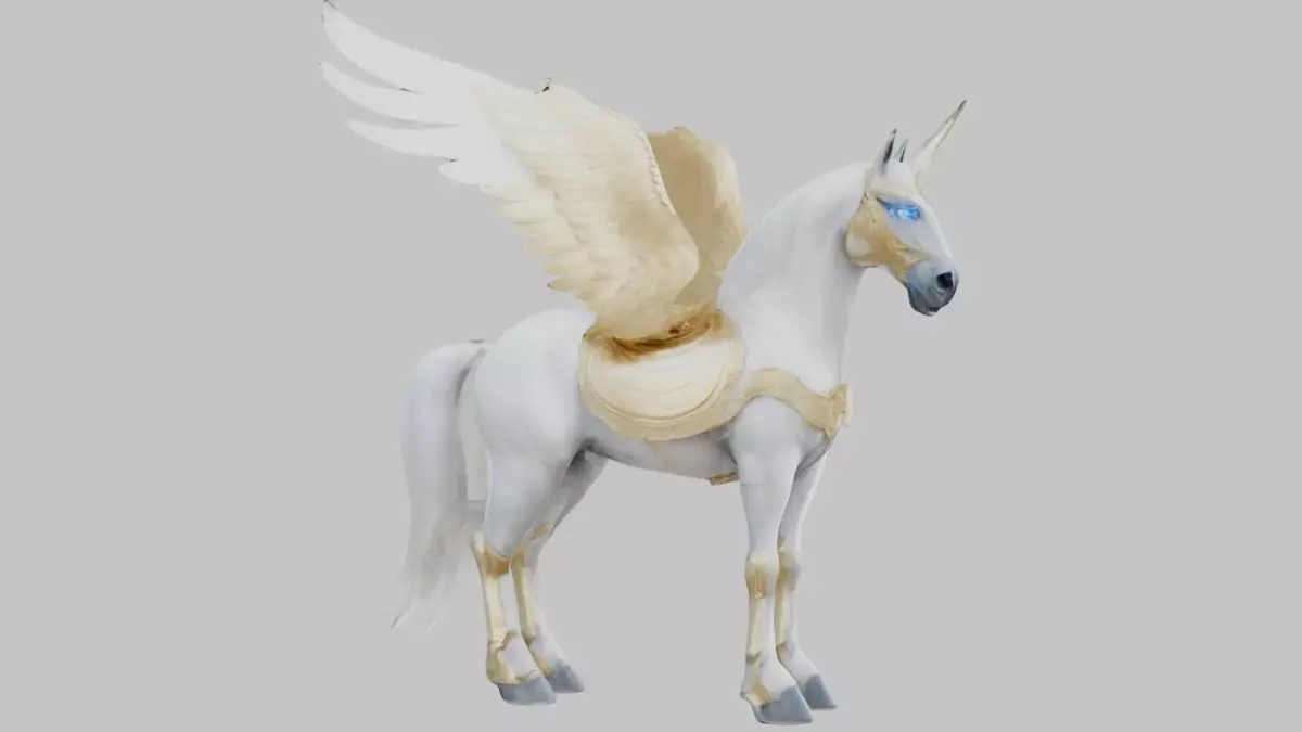 White Pegasus Horse 3D Model Low-poly 3D model