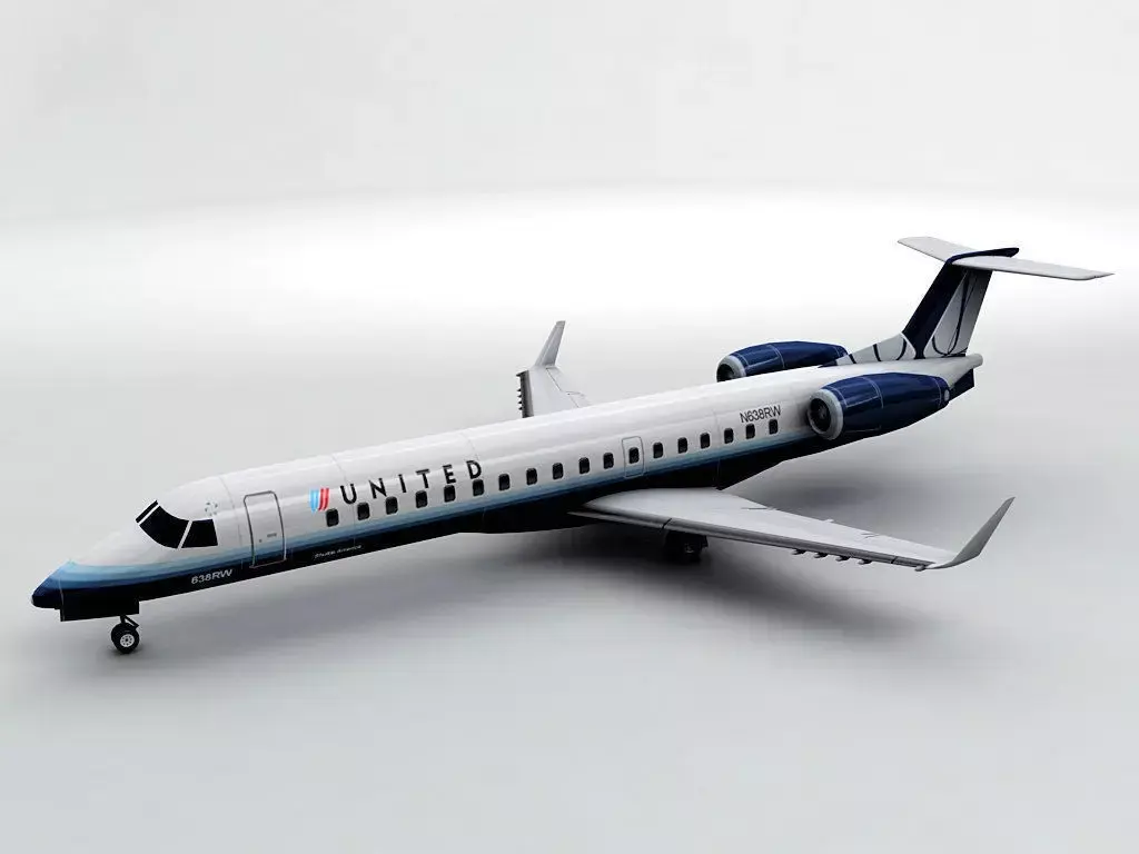  Embraer ERJ 145 - United Airlines Low-poly 3D model