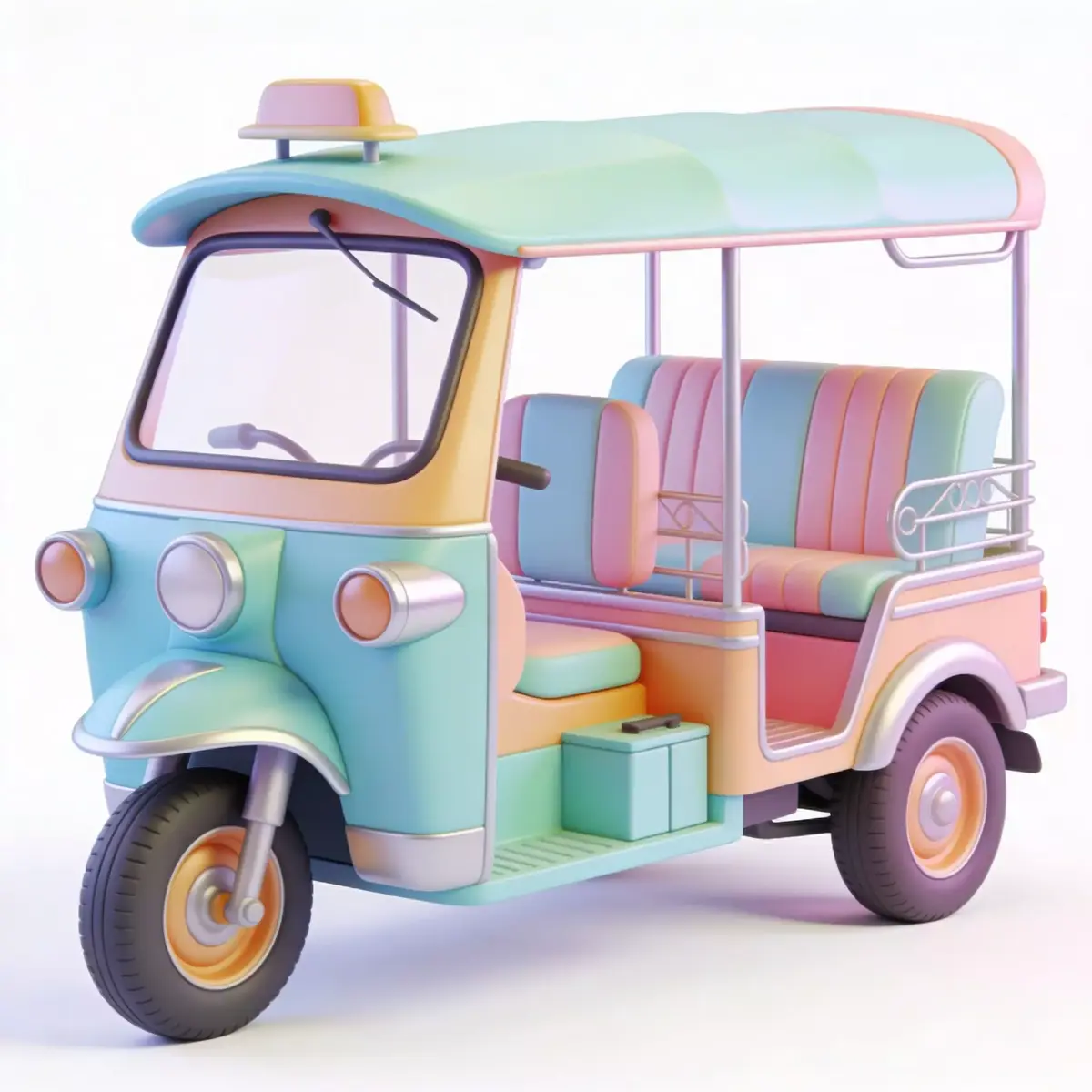 Pastel Tactical Easter Delivery Tuk Tuk Low-poly 3D model