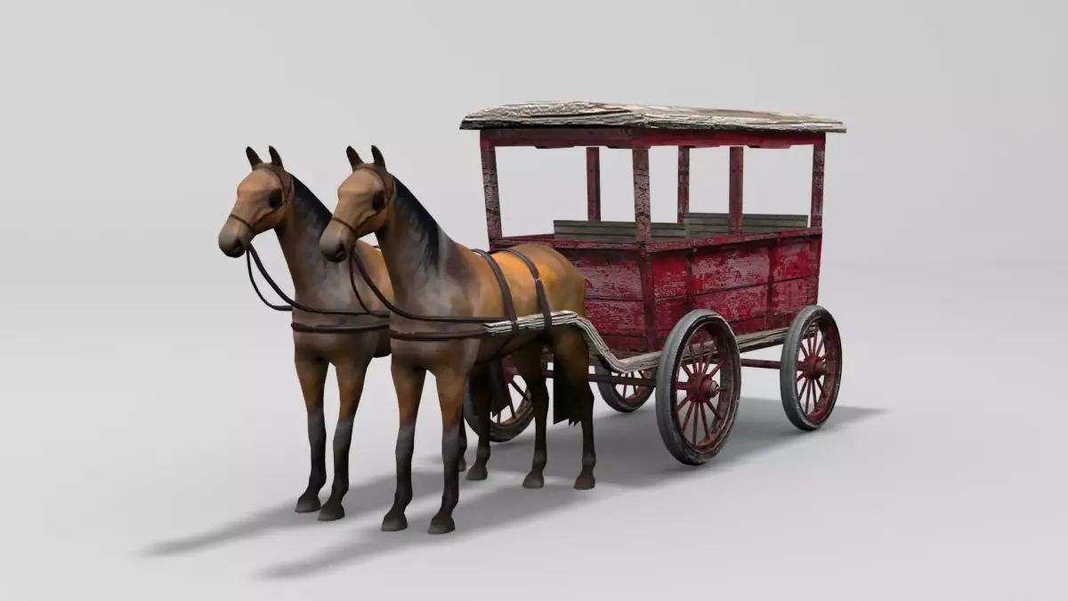 Horse cart Low-poly 3D model order