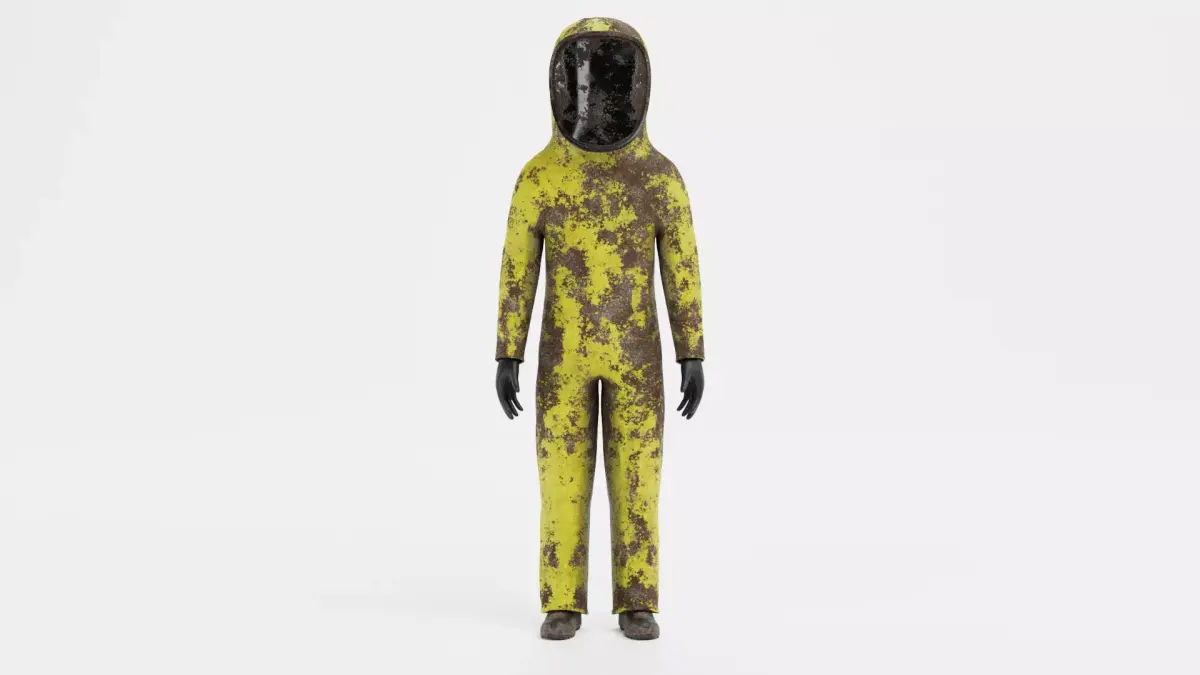 Protective Suit V6 - Weathered Hazmat Safety Coverall 3D model