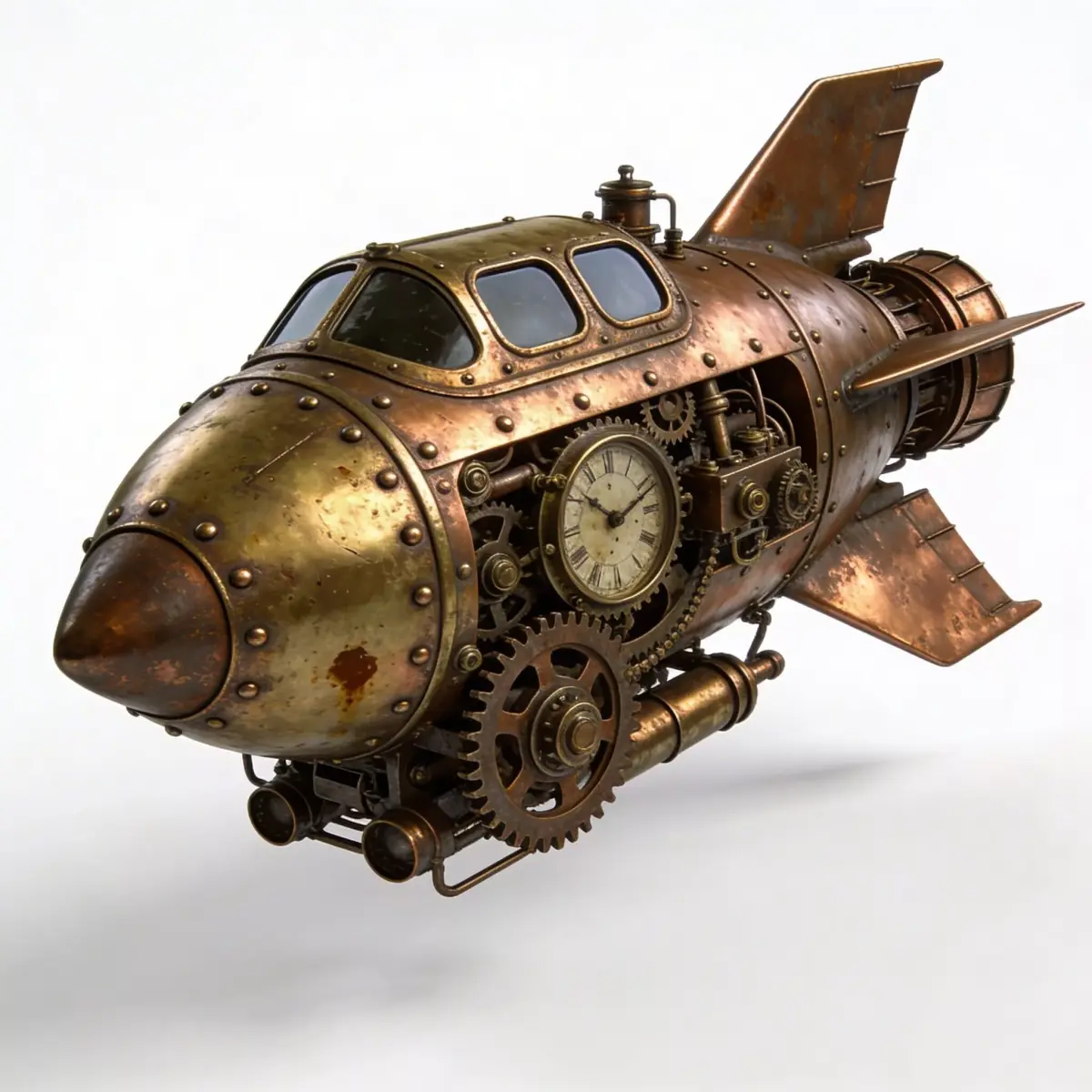 Realistic Steampunk Rocket Ship 3D Model Low-poly 3D model