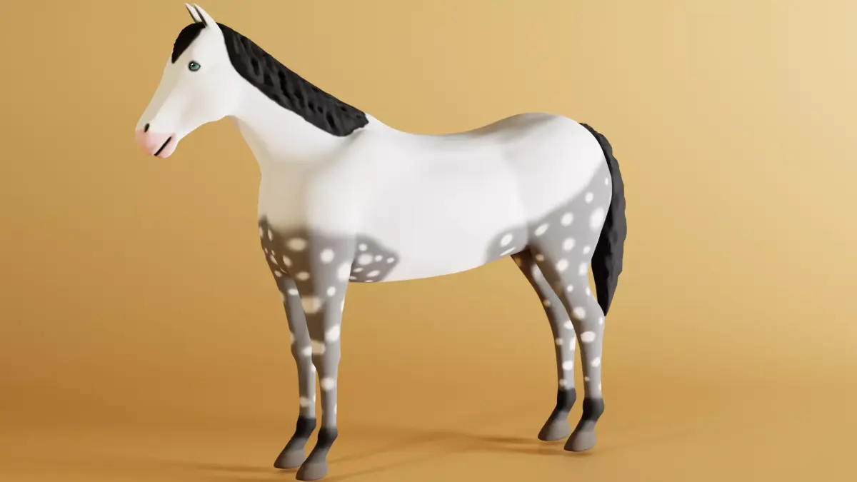 Grey Horse Low-poly 3D model