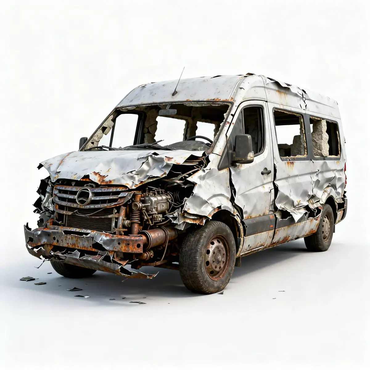 Head-On Collision Microbus 3D Model Low-poly 3D model