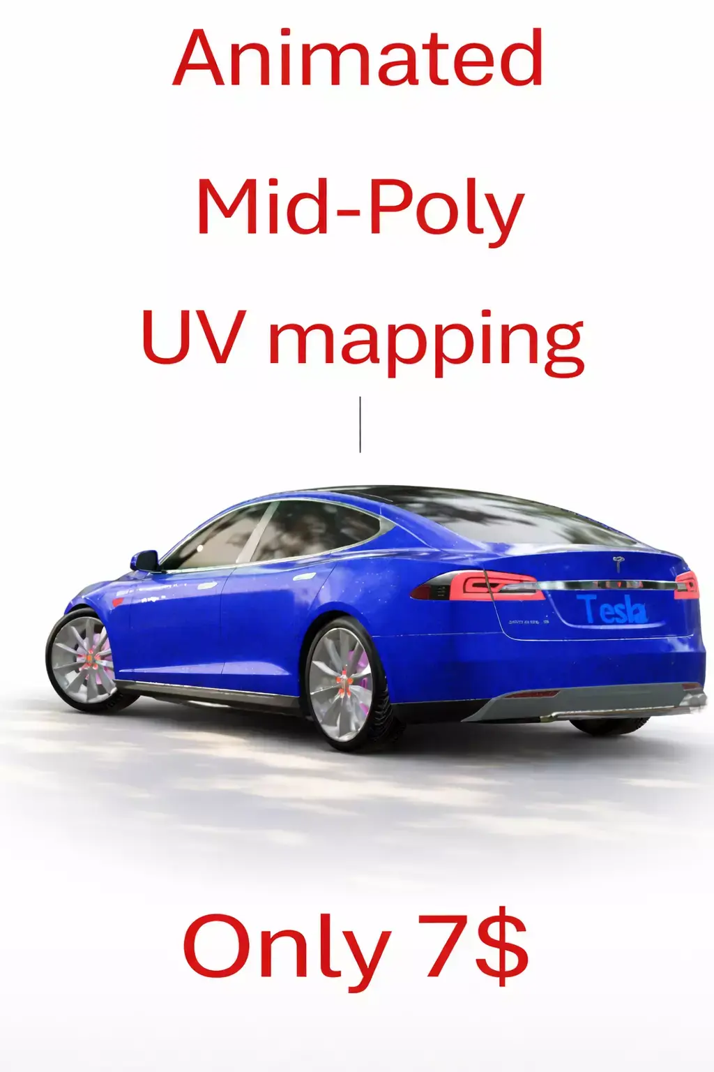 Modern Tesla car  Low-poly 3D model