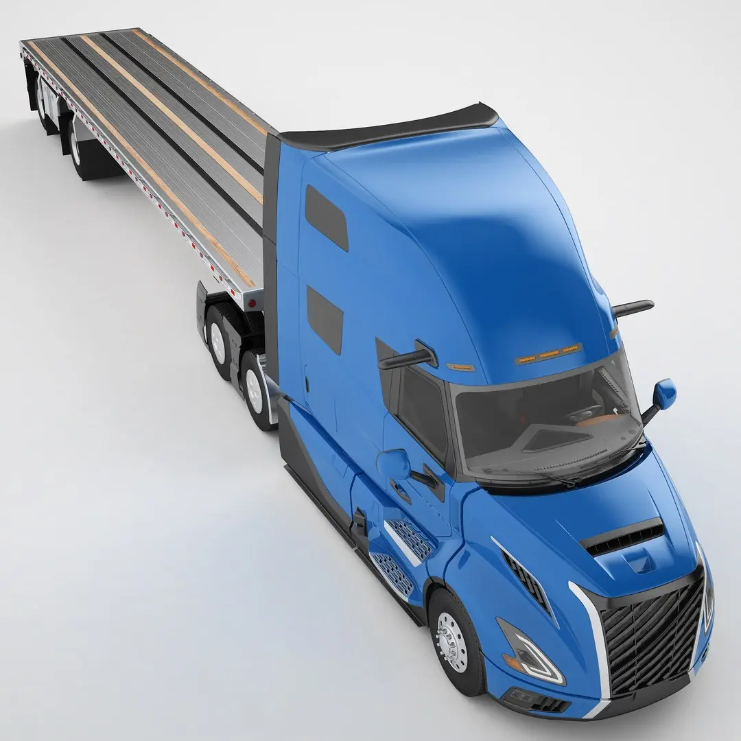 Semi Truck Generic Flat Trailer 02 3D model
