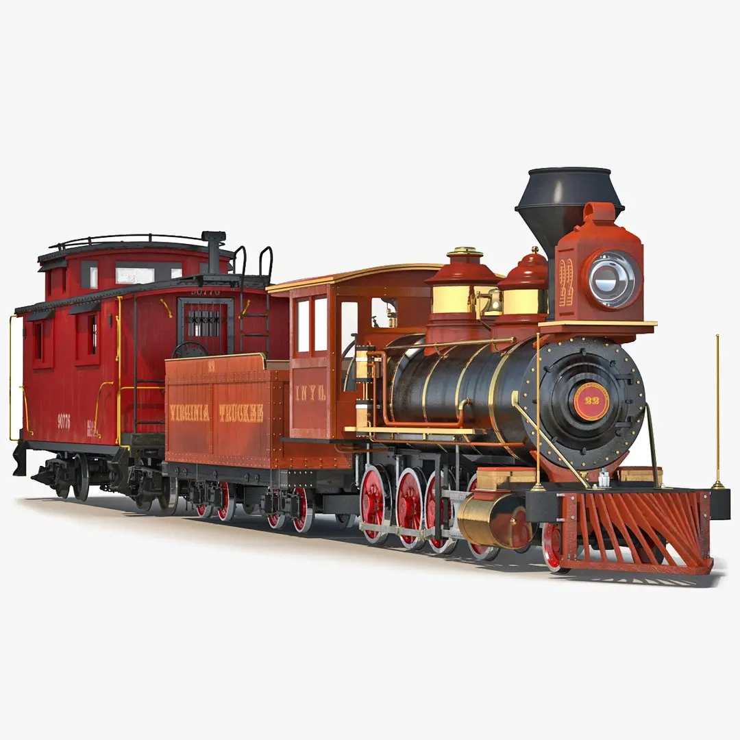 Steam Train and Caboose 3D model