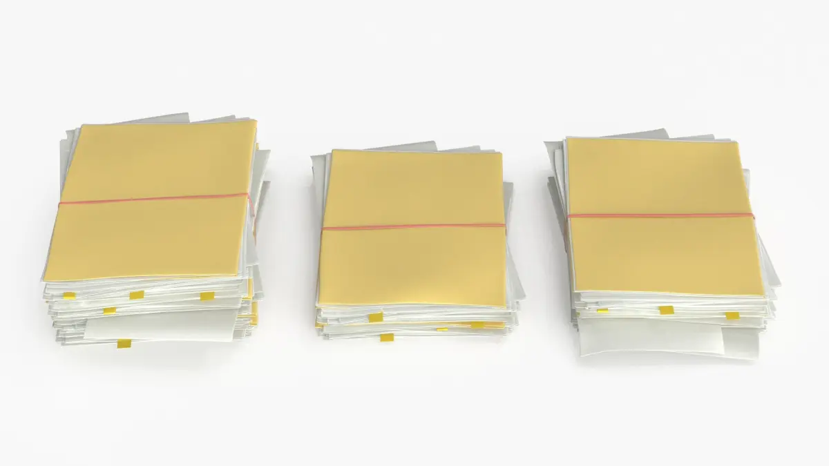 Pile of Paper Files Archive stack Set of 3 