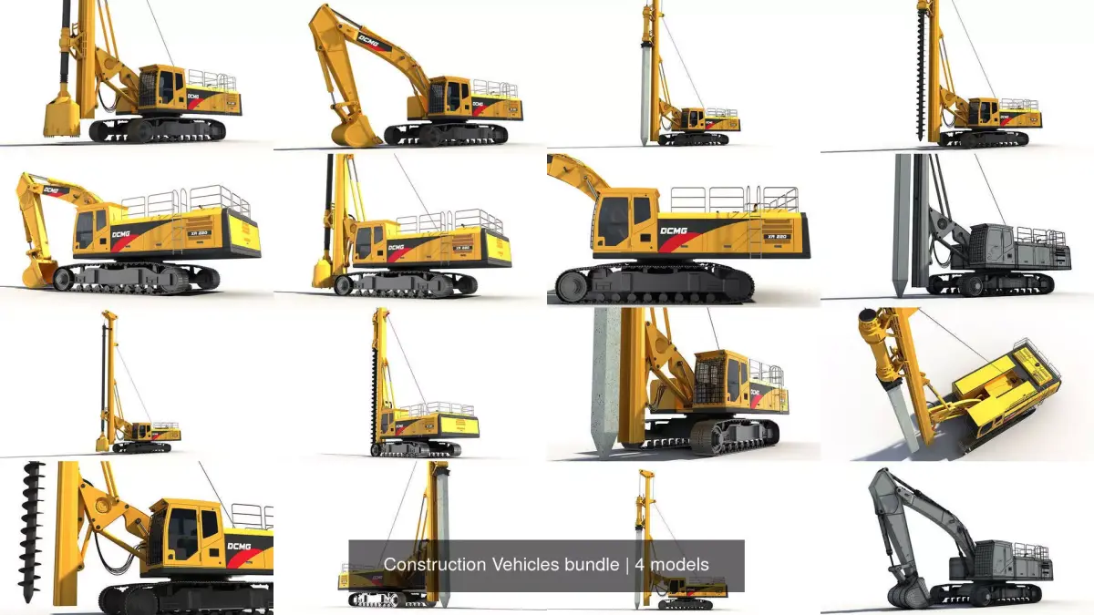 Construction Vehicles bundle 3D Model Pack