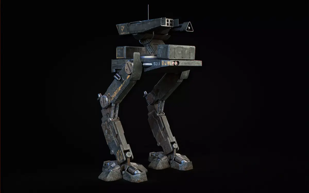 Mech Robot Two Legs Combat Sci-Fi Low-poly 3D model purchase
