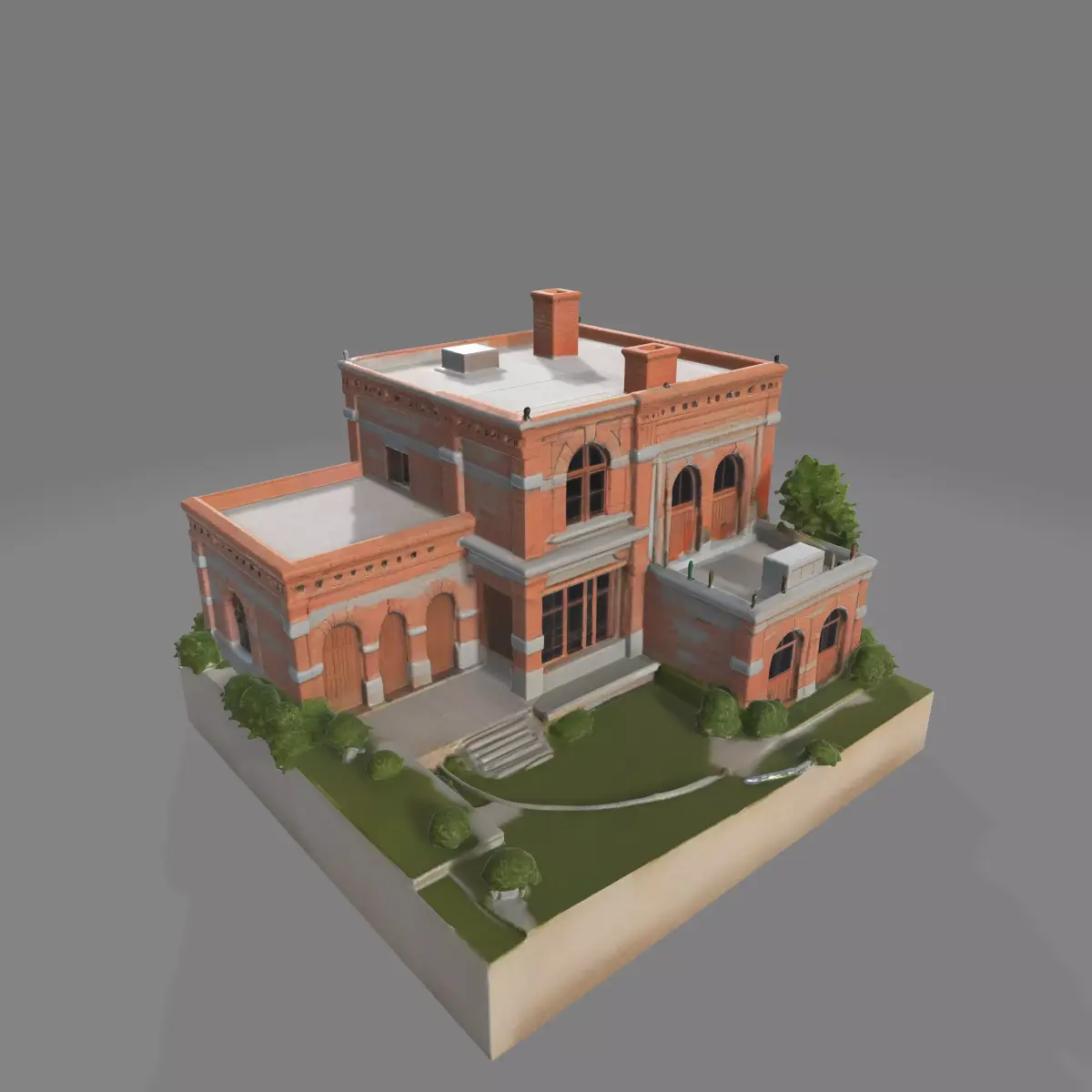 Classical Revival House 3D Model Low-poly 3D model