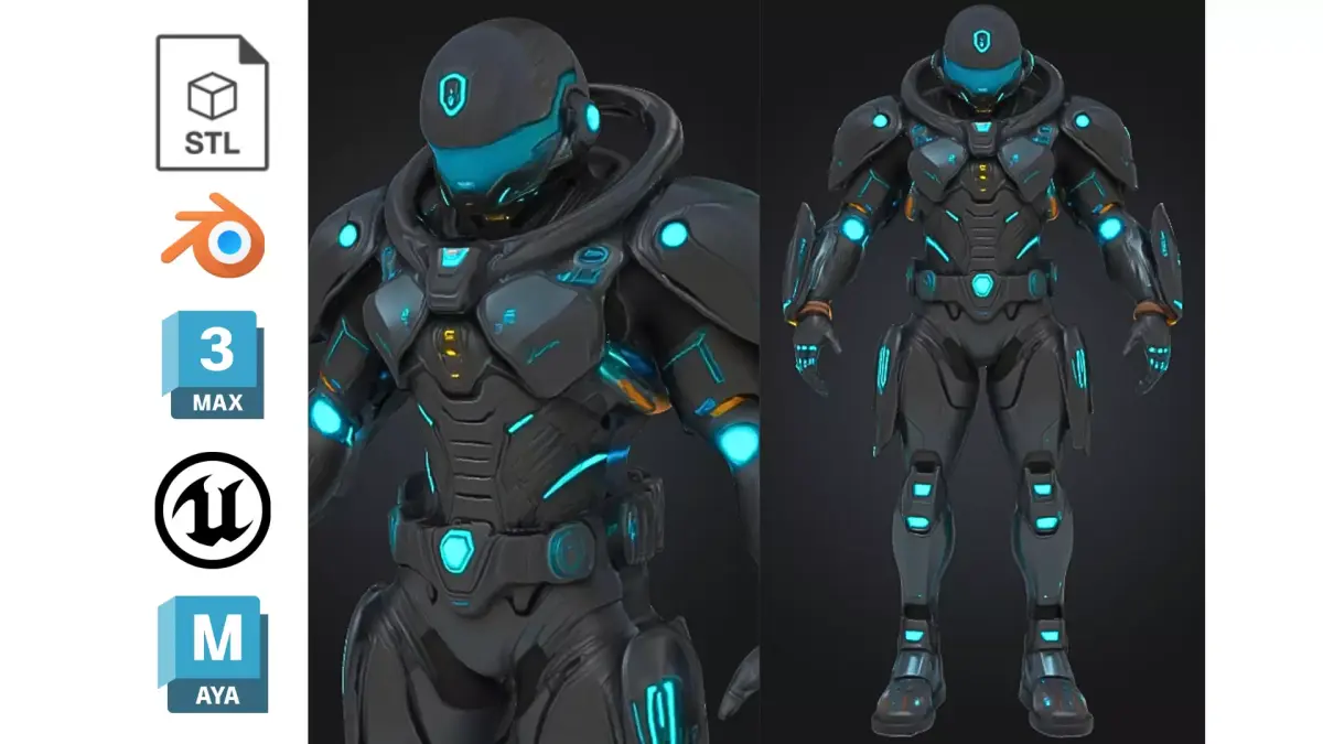 Armored Space Soldier Low-poly 3D model