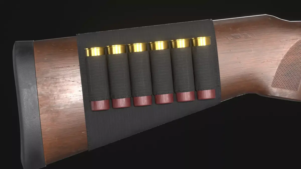 Shell Holder for Shotgun Stock Attachment - Game Asset Low-poly 3D model