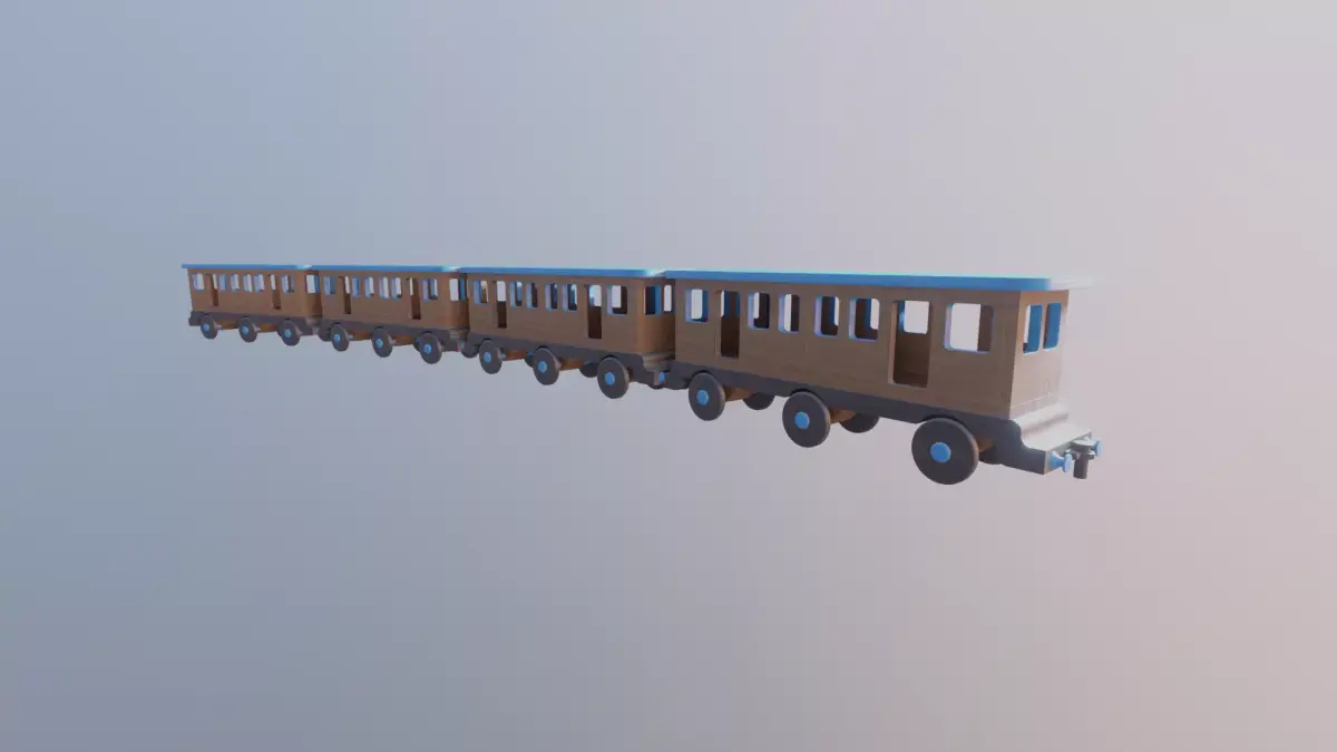 WOODEN LARGE TRAIN CARRIAGE TOYS - RogueFilmProductions Low-poly 3D model