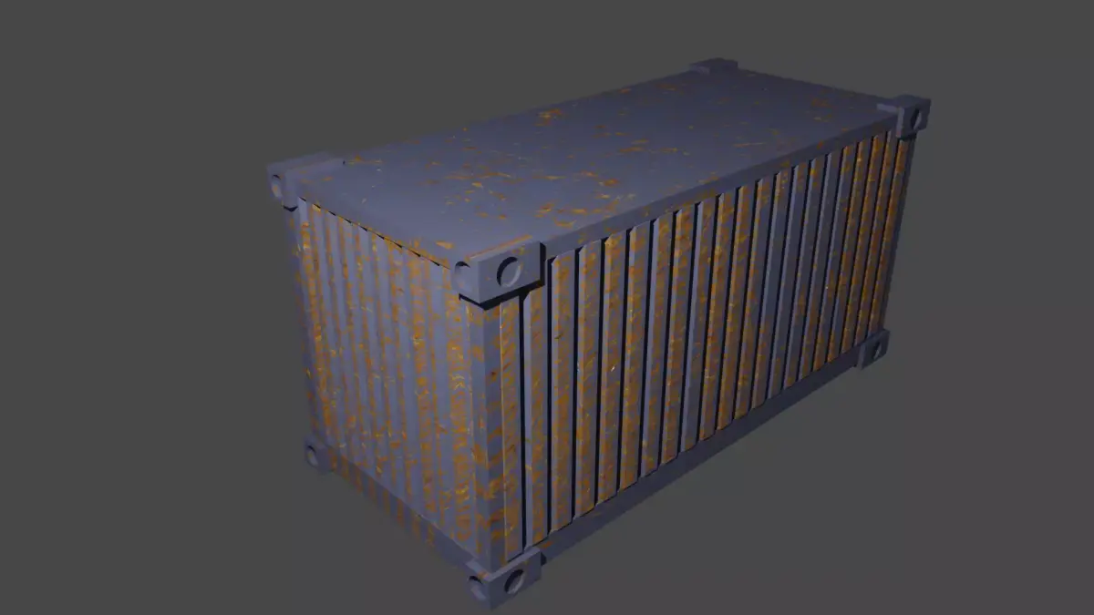 container metal box with rust Low-poly 3D model