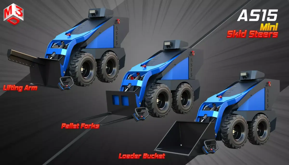 AS15 - Mini Skid Steers 3 in 1 3D Model Pack