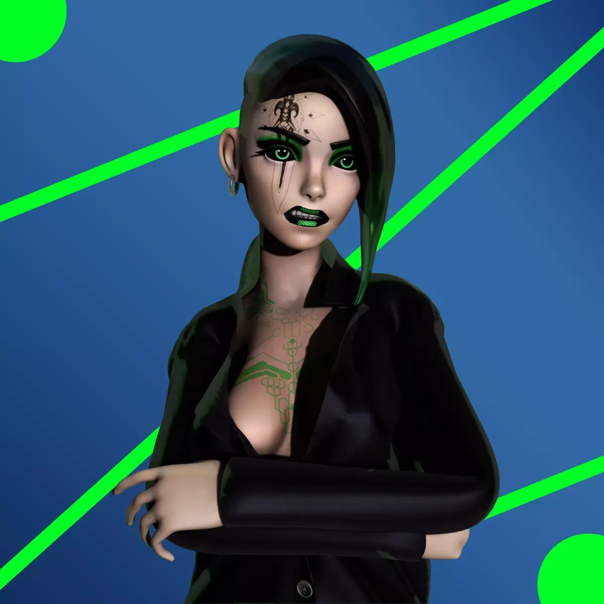 Green Sci-fi Girl Low-poly 3D model
