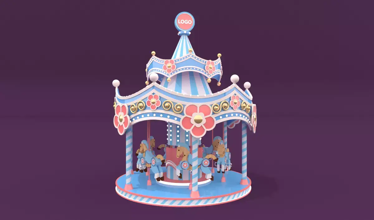 merry-go-round carousel Low-poly 3D model