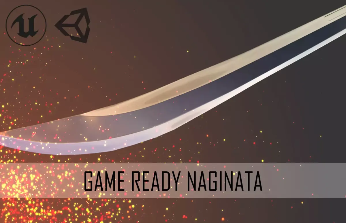 Naginata Game Ready 3D Model sword Low-poly 3D model