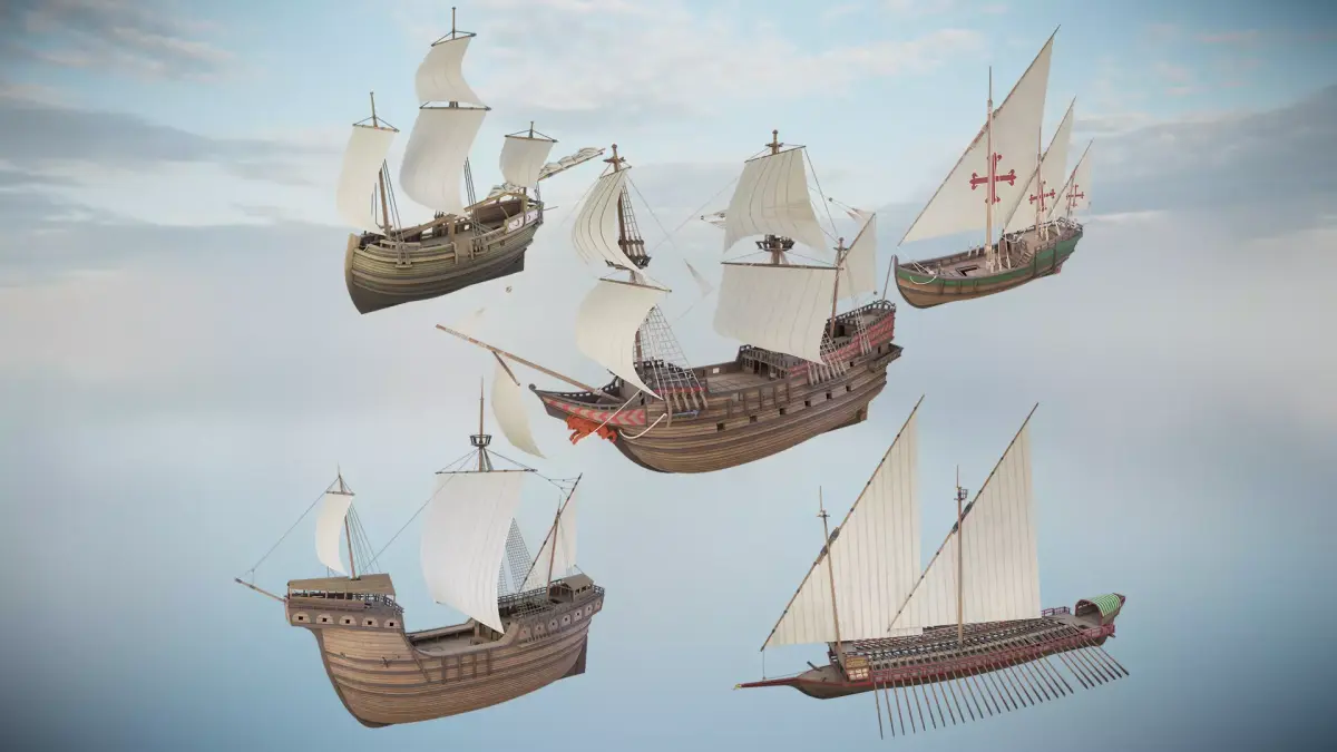 PBR Medieval Ship Collection Low-poly 3D model
