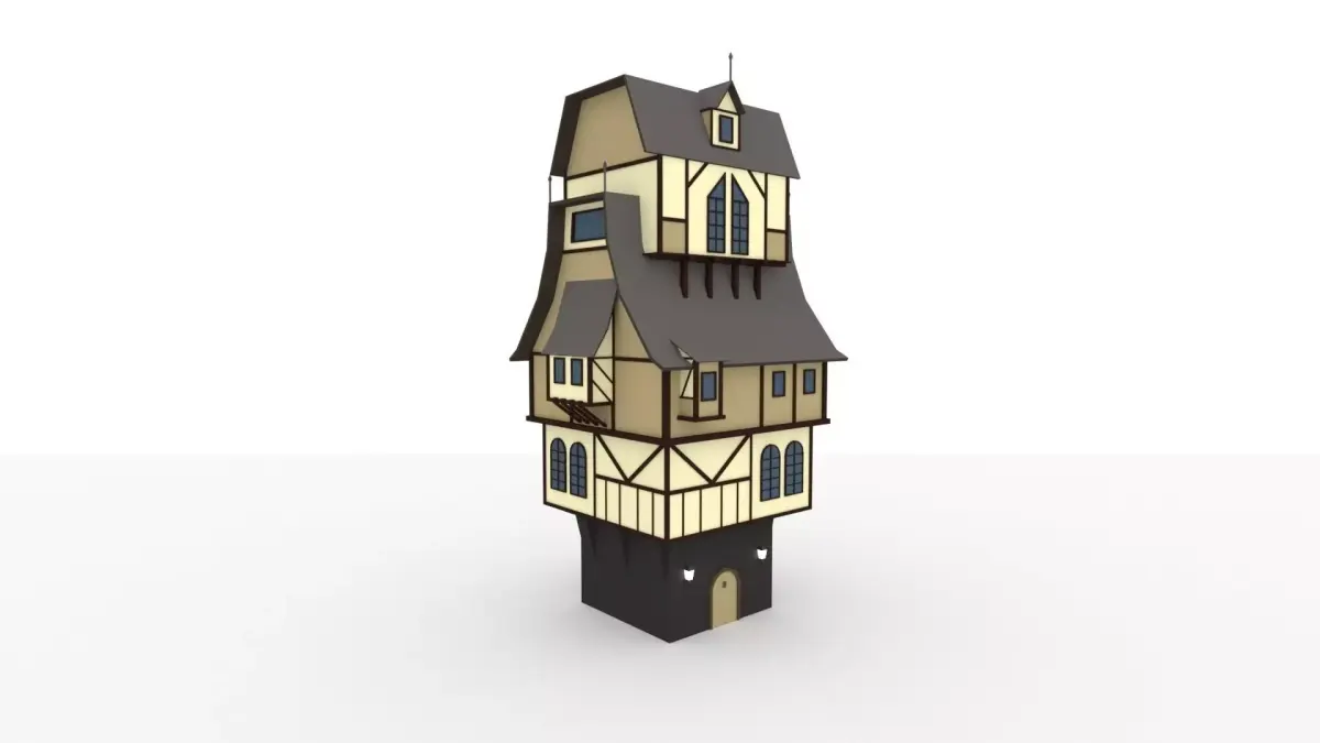 Medieval low poly house Free low-poly 3D model