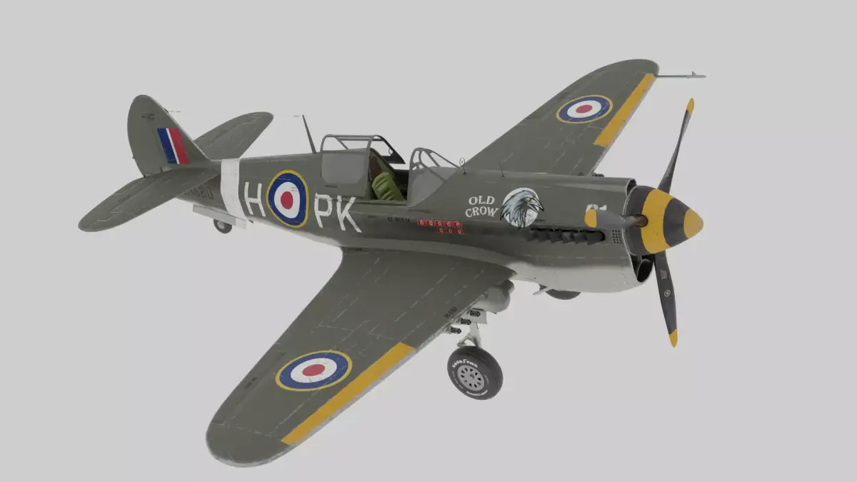 3D Britain Fully Rigged Wwii-Style Fighter Aircraft 3D model