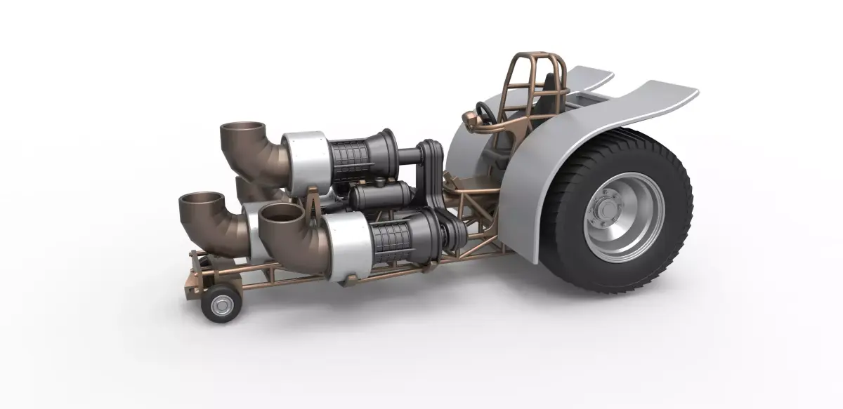 Pulling tractor with 4 jet engines V2 Scale 1 to 25 3D print model