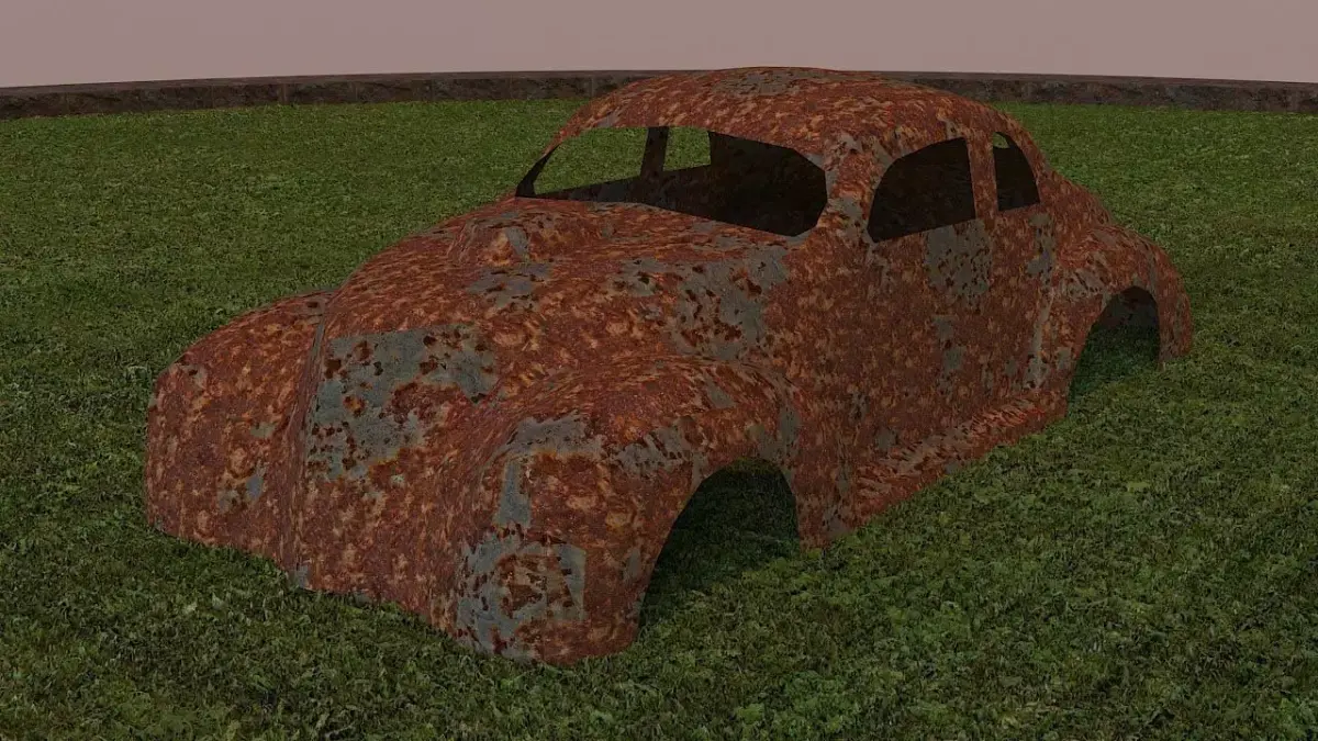 VEHICLE old rusted car in grass Free low-poly 3D model