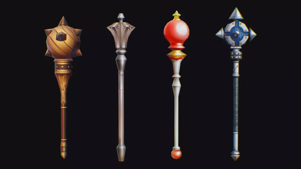 Flanged Mace Club Weapon War Hammer Medieval Baton Low-poly 3D model purchase