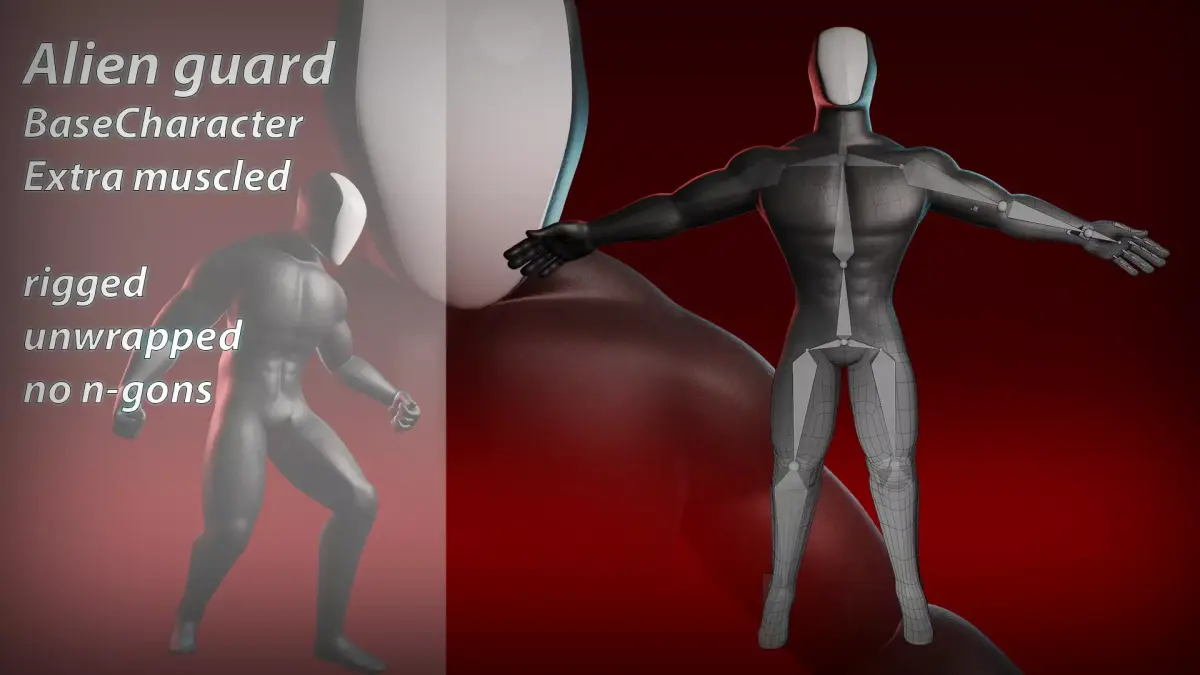 Alien guard extra muscled 3D model