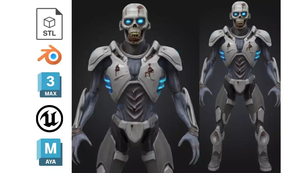 Stylized Sci Fi Undead Soldier Low-poly 3D model